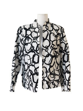 Investments Black And White open front Coat, 2 fake pockets - Size 14